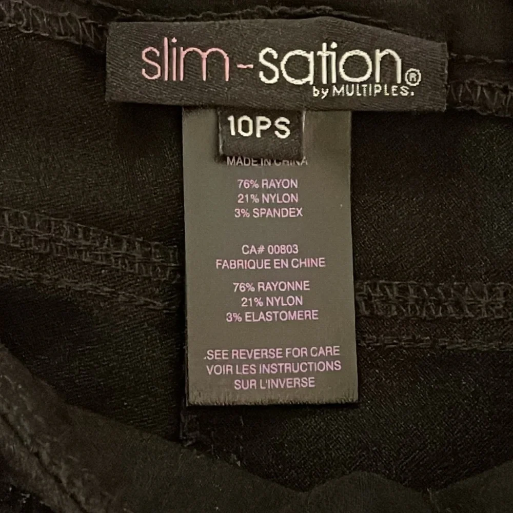 Slim-Sation Stretch Support Ankle Pants women’s sz 10PS Black slimming wear NWOT